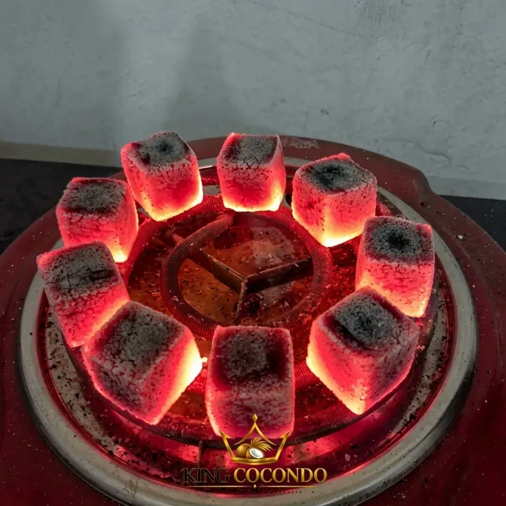 Burning Hexagon Charcoal Briquettes